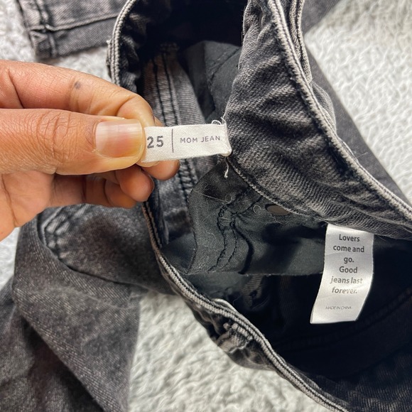 PacSun Mom Jeans Womens 25 Faded Black Acid Wash High Rise Denim Pants - Picture 3 of 11